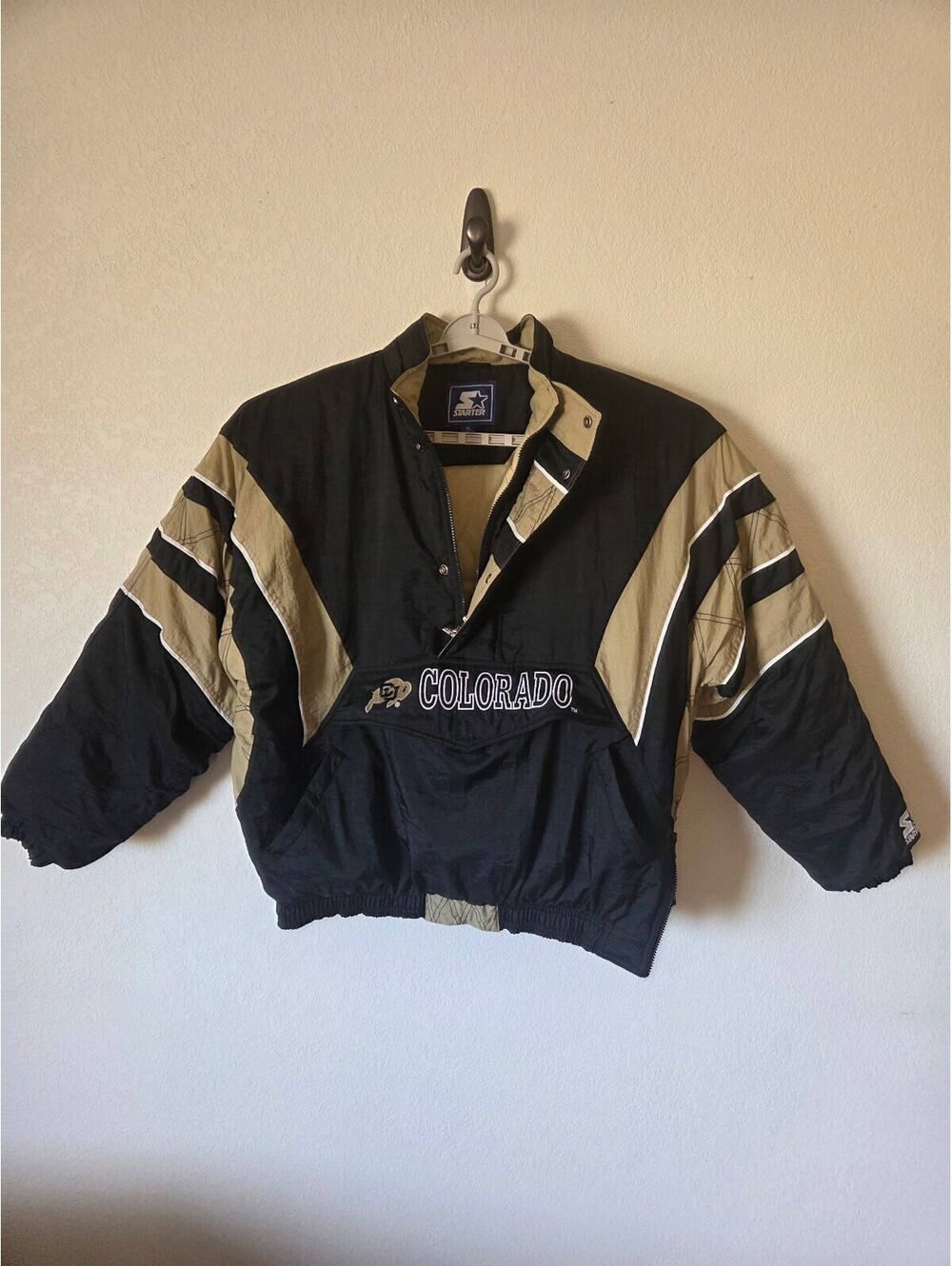 Vintage 90's Starter Colorado Black and Tan Pullover/Half Zip Jacket XL